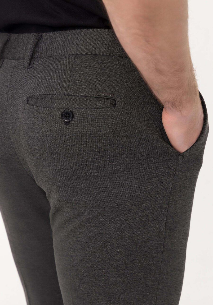 Calça Com Bolsos E Passantes No Cós Em Malha Flex, PRETO REATIVO. Calça Com Bolsos E Passantes No Cós Em Malha Flex, PRETO REATIVO, large.