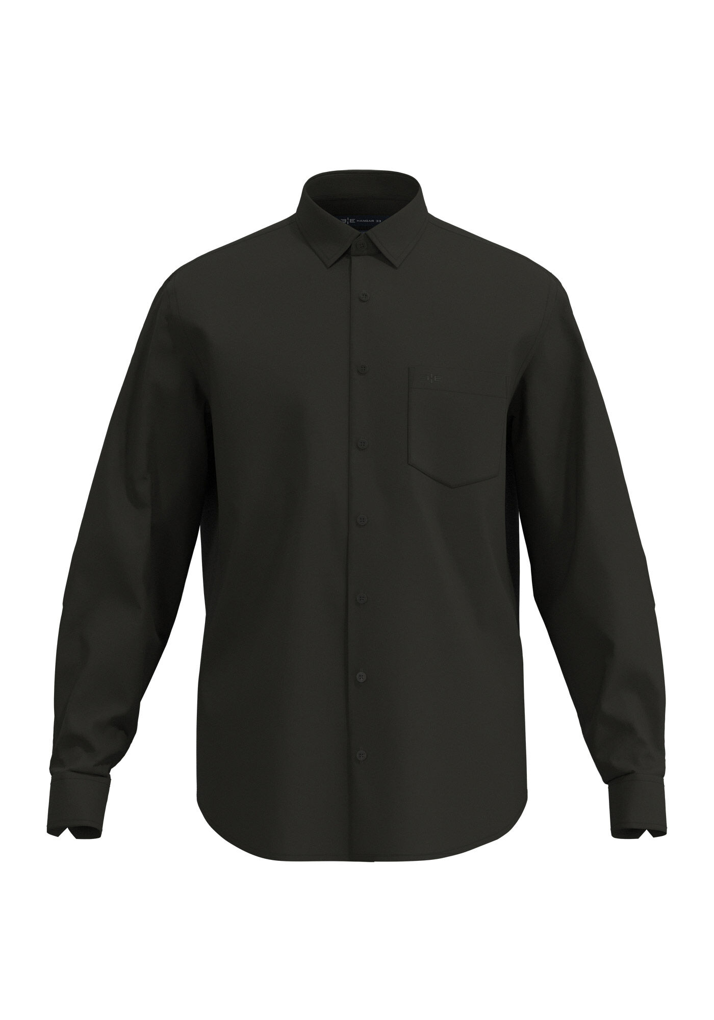 Camisa Comfort De Mangas Longas Em Algod&atilde;o Mercerizado, PRETO, large.