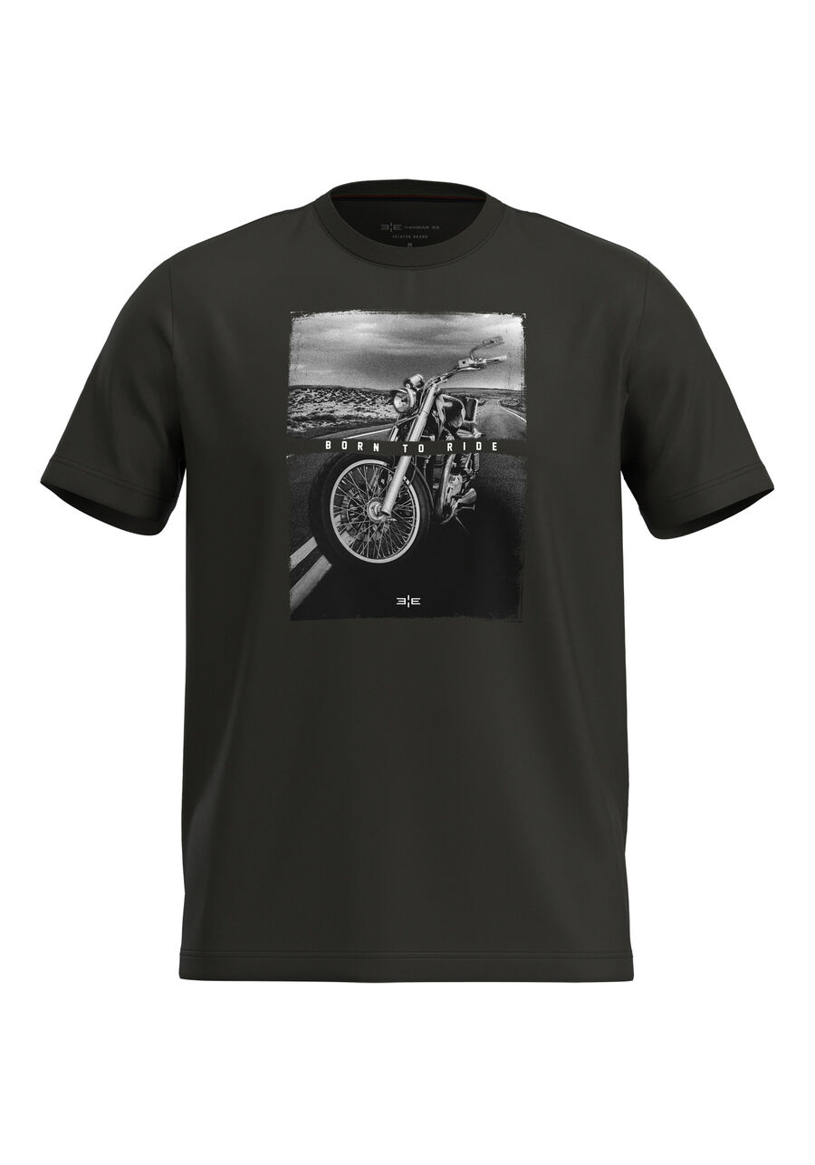 Camiseta Com Mangas Curtas Em Meia Malha Peletizada, PRETO. Camiseta Com Mangas Curtas Em Meia Malha Peletizada, PRETO, large.