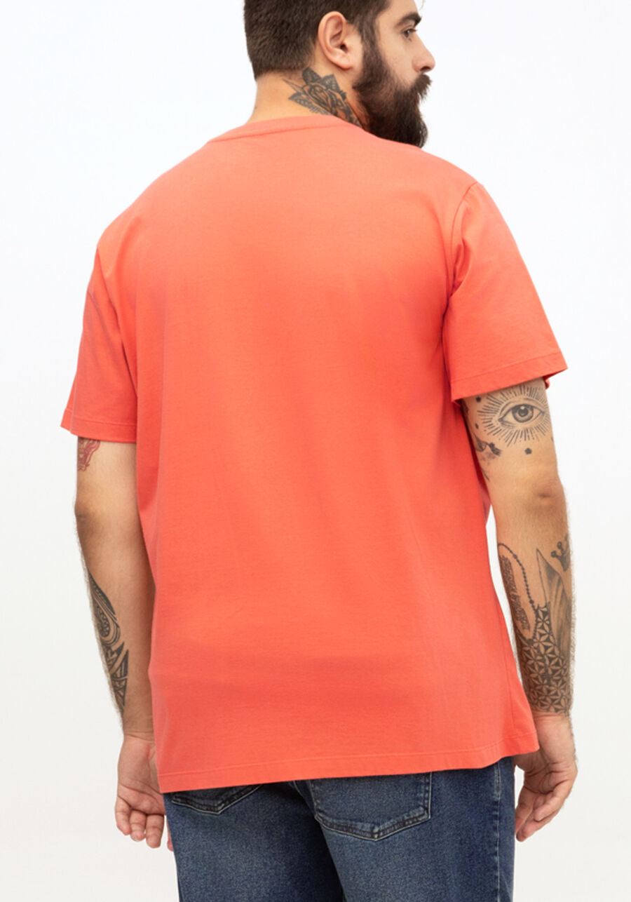 Camiseta Masculina Big & Tall com Detalhe Estampado, LARANJA GILD. Camiseta Masculina Big & Tall com Detalhe Estampado, LARANJA GILD, large.