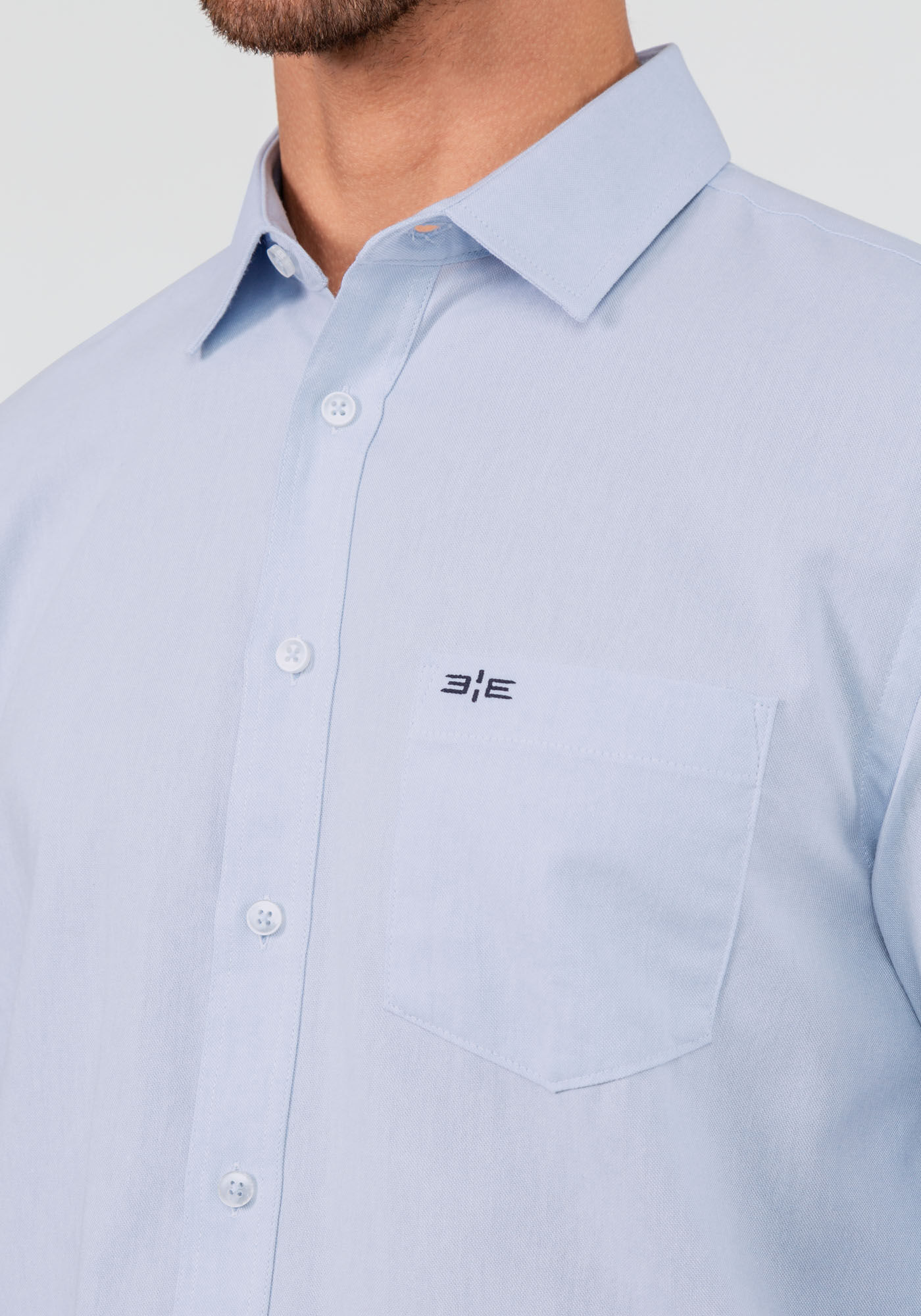 Camisa Masculina Comfort com Bolsos, AZUL CLARO, large.