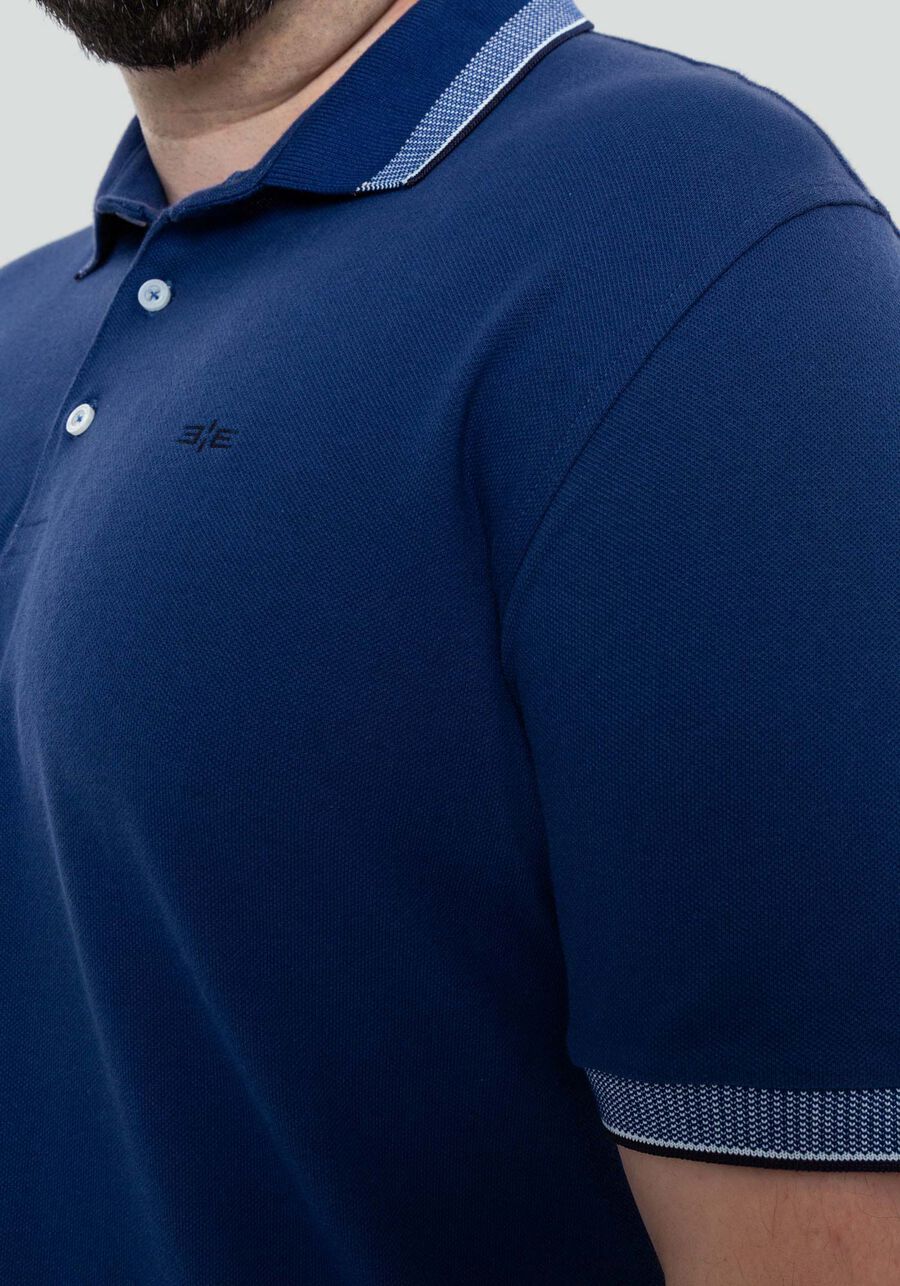 Camisa Polo Masculina em Malha Piquet Big & Tall, MARINHO INLE. Camisa Polo Masculina em Malha Piquet Big & Tall, MARINHO INLE, large.