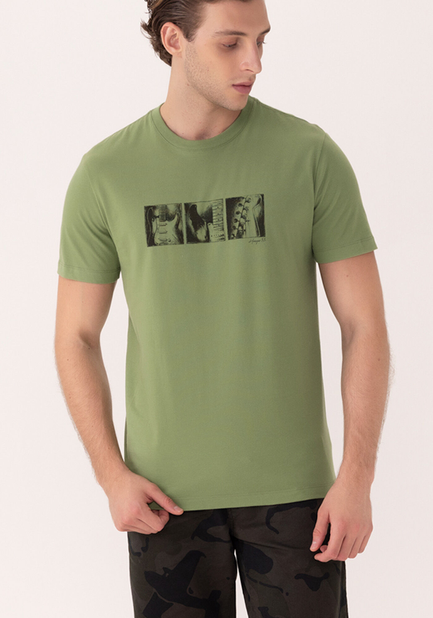 Camiseta Com Mangas Curtas Em Meia Malha De Algod&atilde;o, VERDE MOVIMENTO, large.