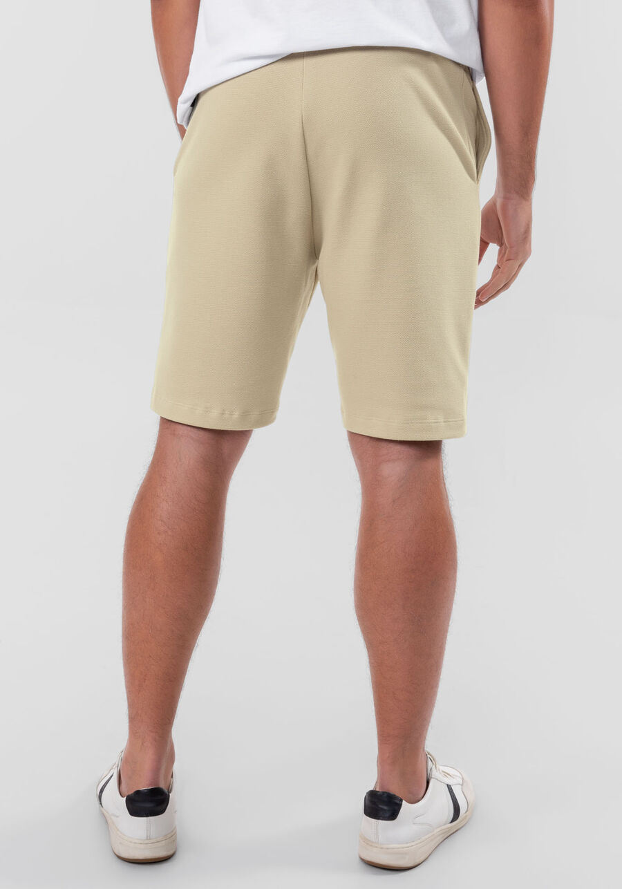 Bermuda Masculina em Moletom Alfaiataria, BEGE GINGER. Bermuda Masculina em Moletom Alfaiataria, BEGE GINGER, large.
