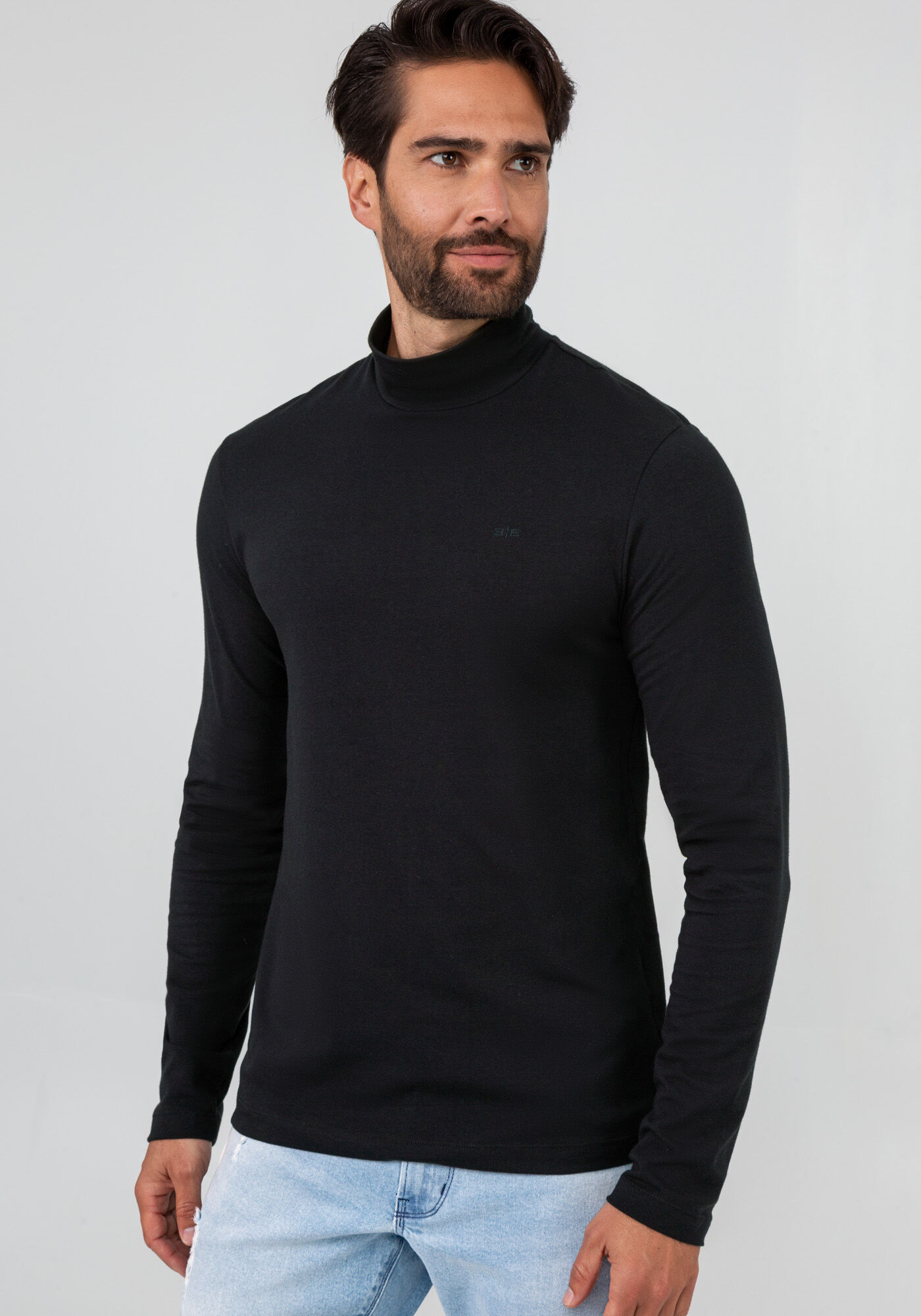 Camiseta Manga Longa Masculina com Gola Alta, , large.