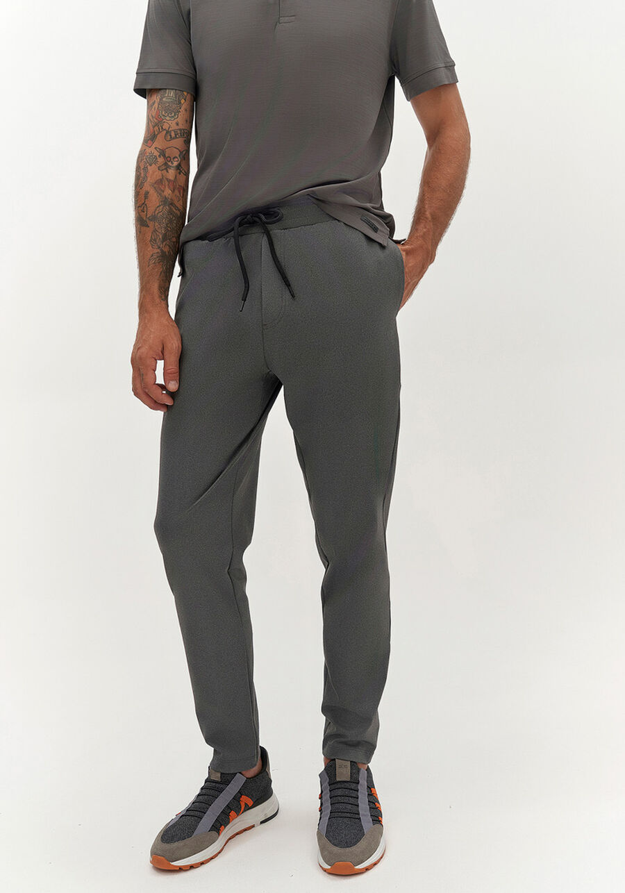Calça Masculina em Malha Poliamida com Cadarço, CINZA NIGHTCALL. Calça Masculina em Malha Poliamida com Cadarço, CINZA NIGHTCALL, large.