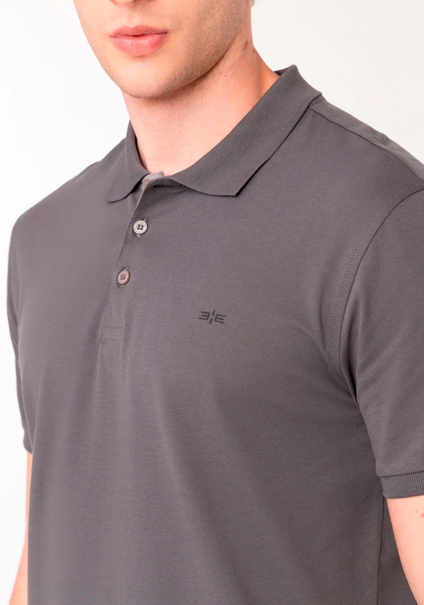 Camisa Polo De Mangas Curtas Em Malha Piquet Pima, CINZA NIGHTCALL, large.