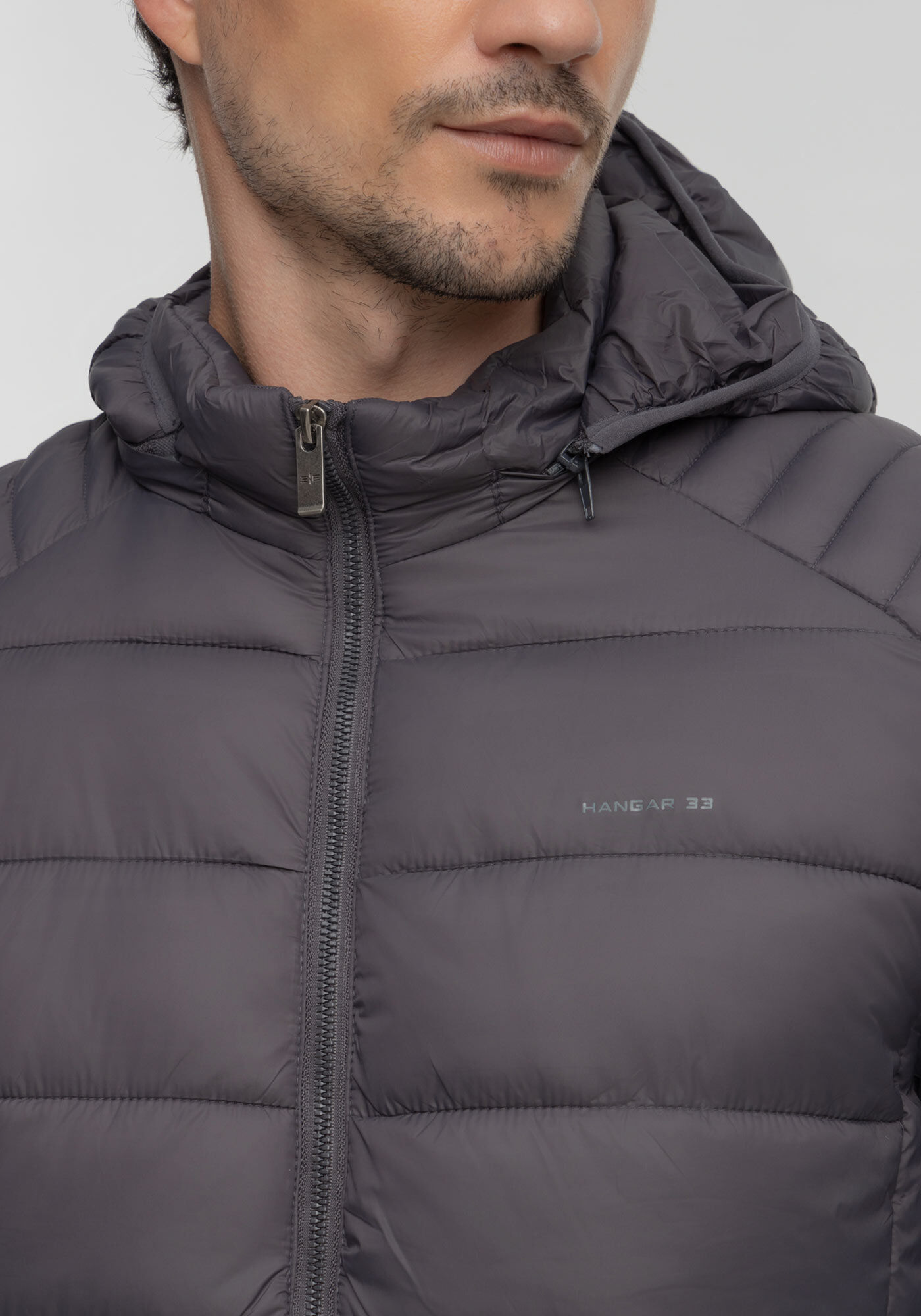 Jaqueta Puffer Em Nylon Com Z&iacute;per E Capuz Remov&iacute;vel, CINZA CYBER, large.