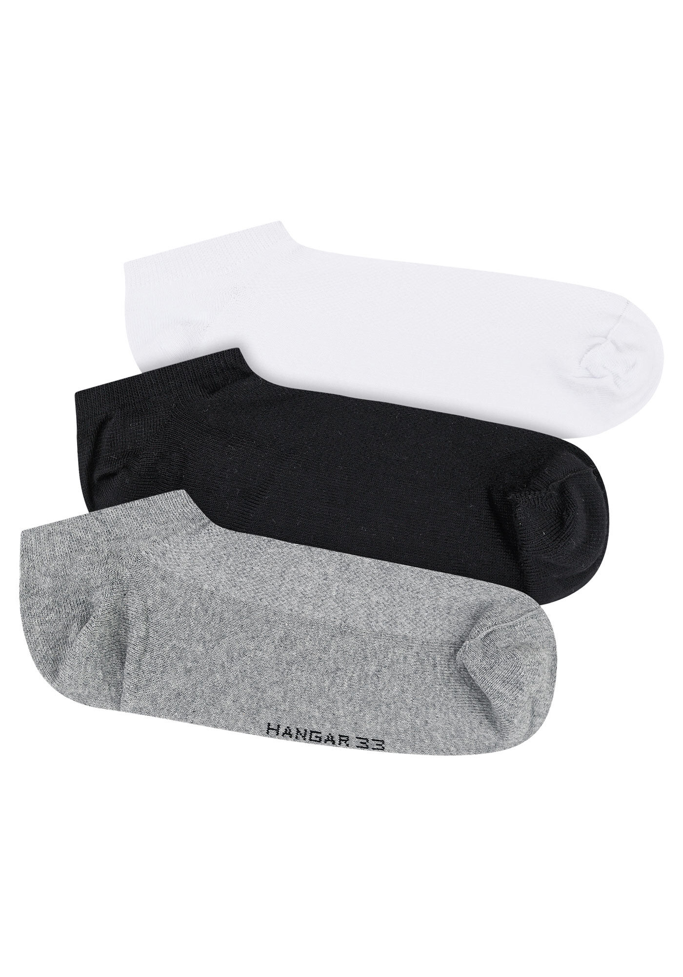 Kit Com 3 Pares De Meia Com Cano Invis&iacute;vel, BRANCO/PRETO/MESCLA, large.