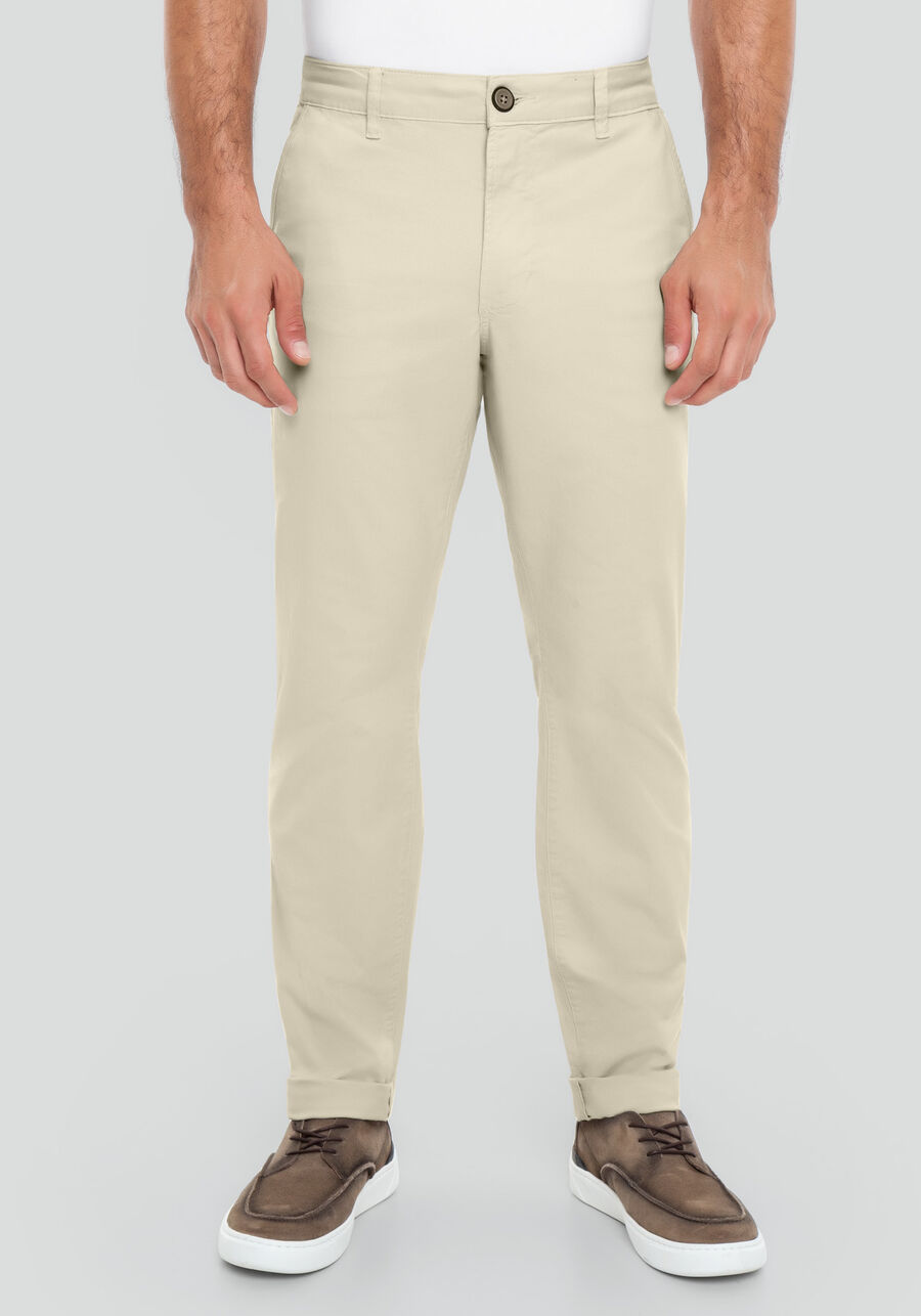 Calça Reta Radial Em Sarja De Alfaiataria Com Elastano, BEGE AREIA. Calça Reta Radial Em Sarja De Alfaiataria Com Elastano, BEGE AREIA, large.