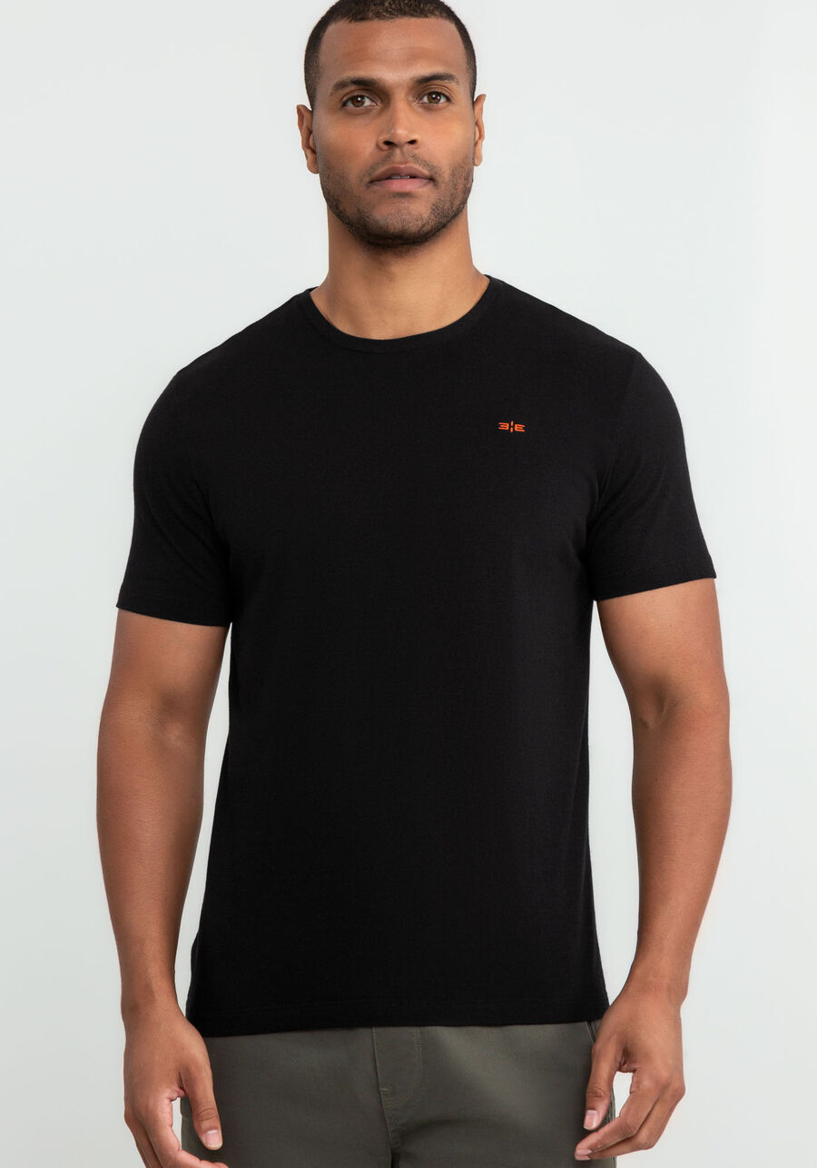 Camiseta Masculina Clássica em Malha, PRETO REATIVO. Camiseta Masculina Clássica em Malha, PRETO REATIVO, large.