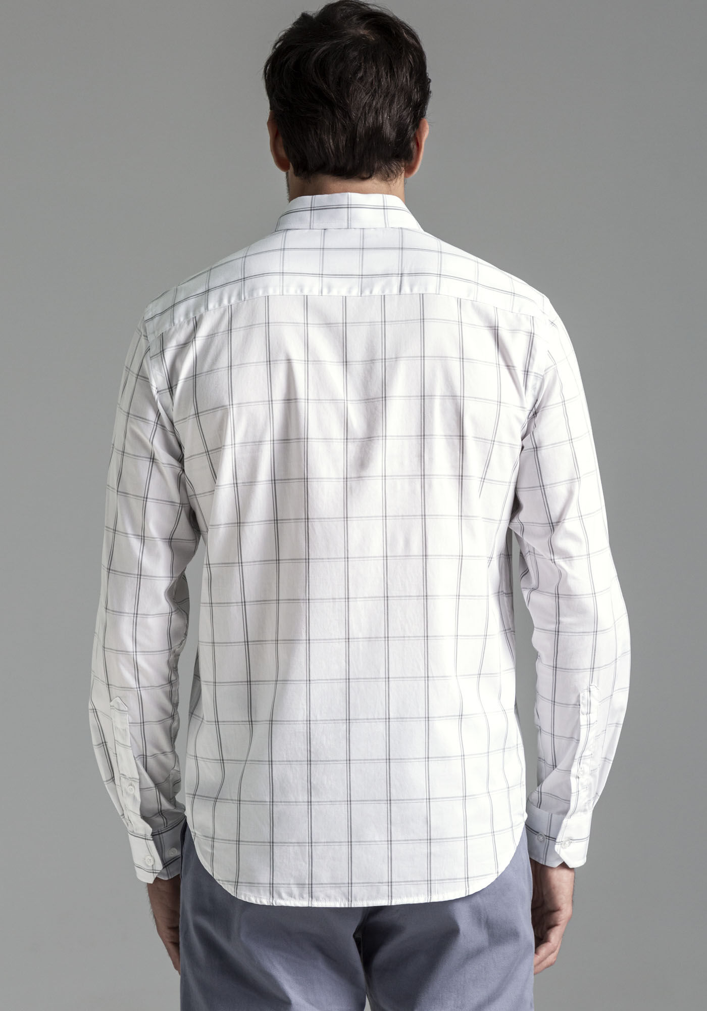 Camisa Masculina Slim FIt em Fio Eg&iacute;pcio Xadrez, BRANCO, large.