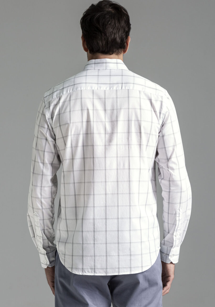 Camisa Masculina Slim FIt em Fio Egípcio Xadrez, BRANCO, large.