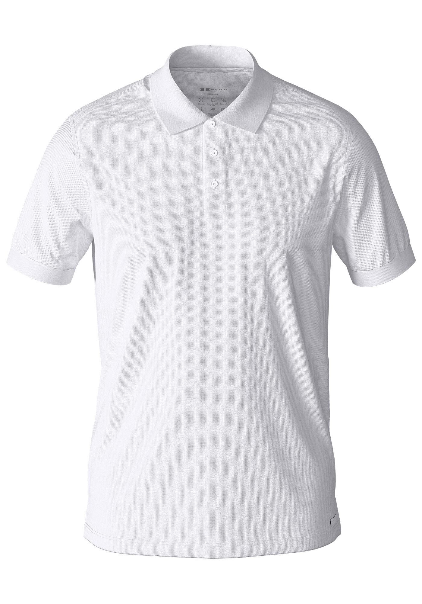 Camisa Polo Masculina em Malha Piquet Poliamida, BRANCO, large.