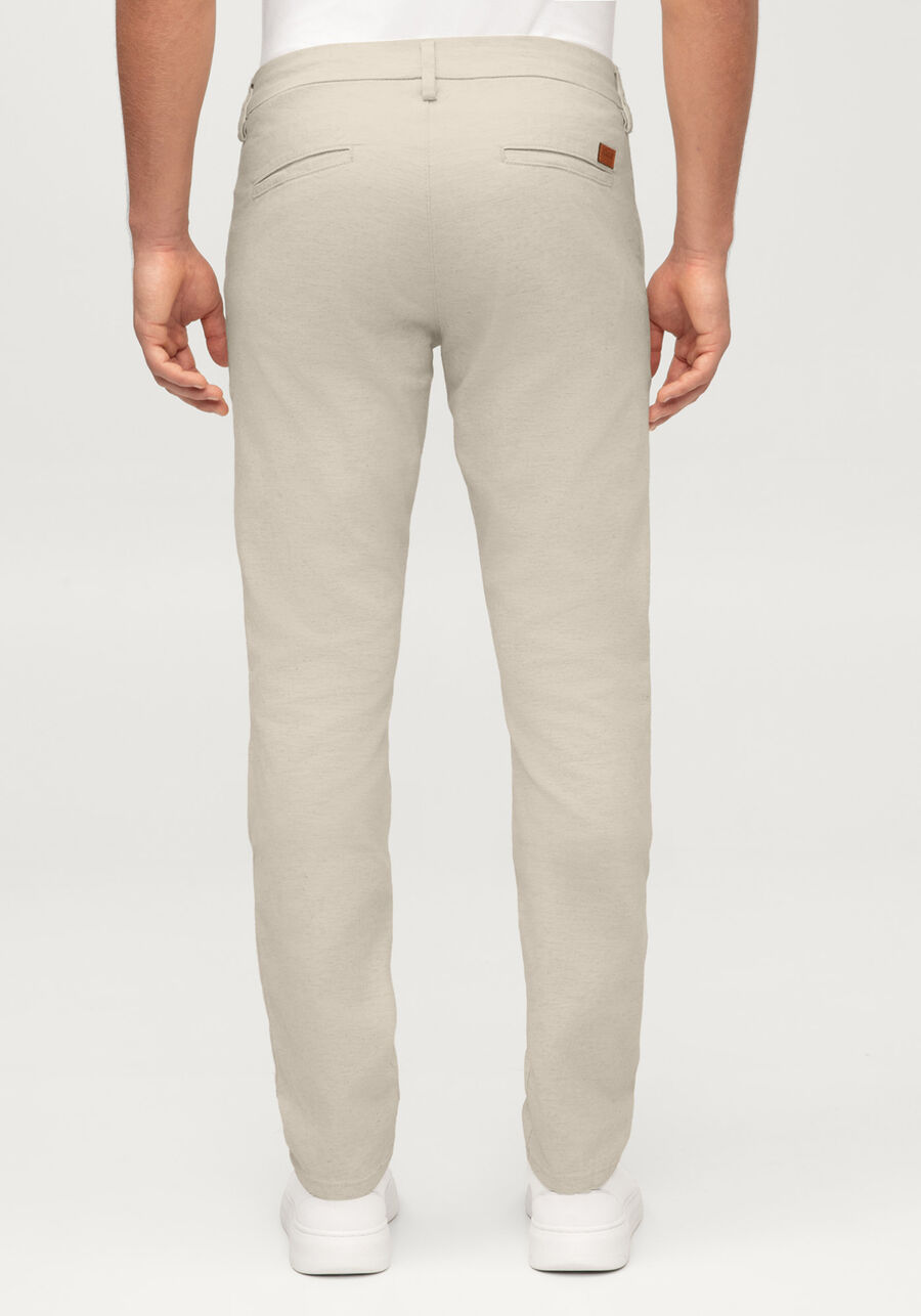 Calça Sarja Masculina Slim Chino, NATURAL. Calça Sarja Masculina Slim Chino, NATURAL, large.