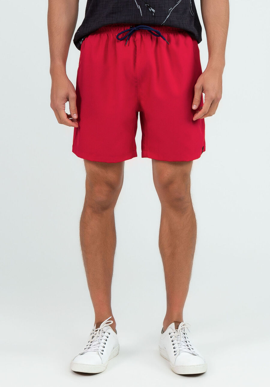 Shorts Masculino em Tecido Plano com Cadarço, VERMELHO SKETCH. Shorts Masculino em Tecido Plano com Cadarço, VERMELHO SKETCH, large.