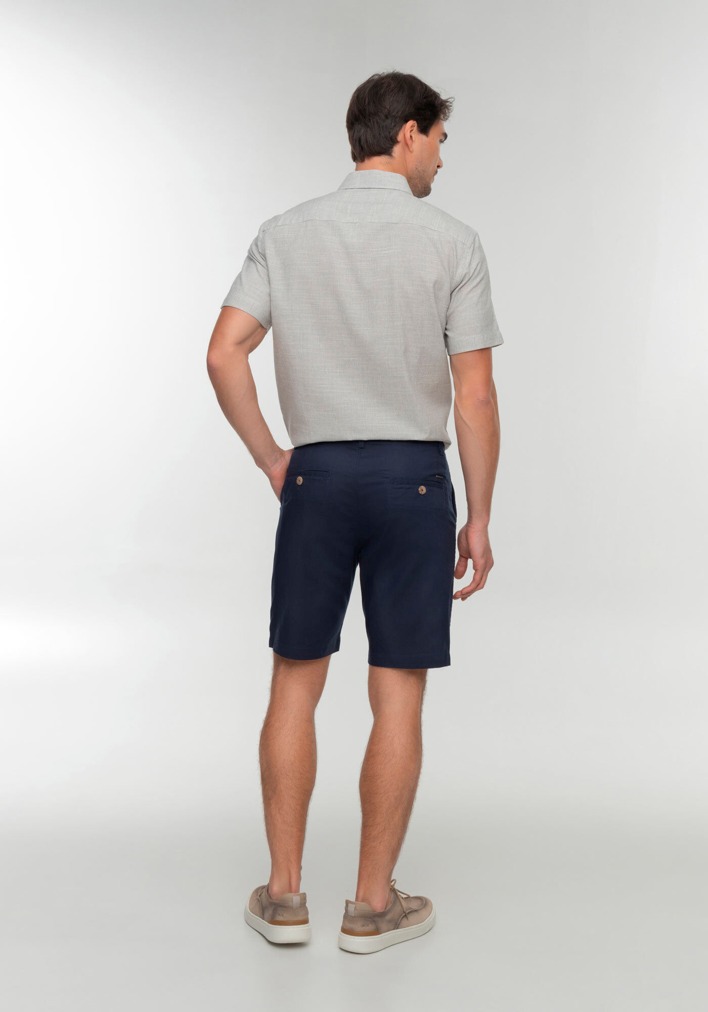 Bermuda Com Bolsos Em Tecido Com Linho, MARINHO IMPERIO, large.