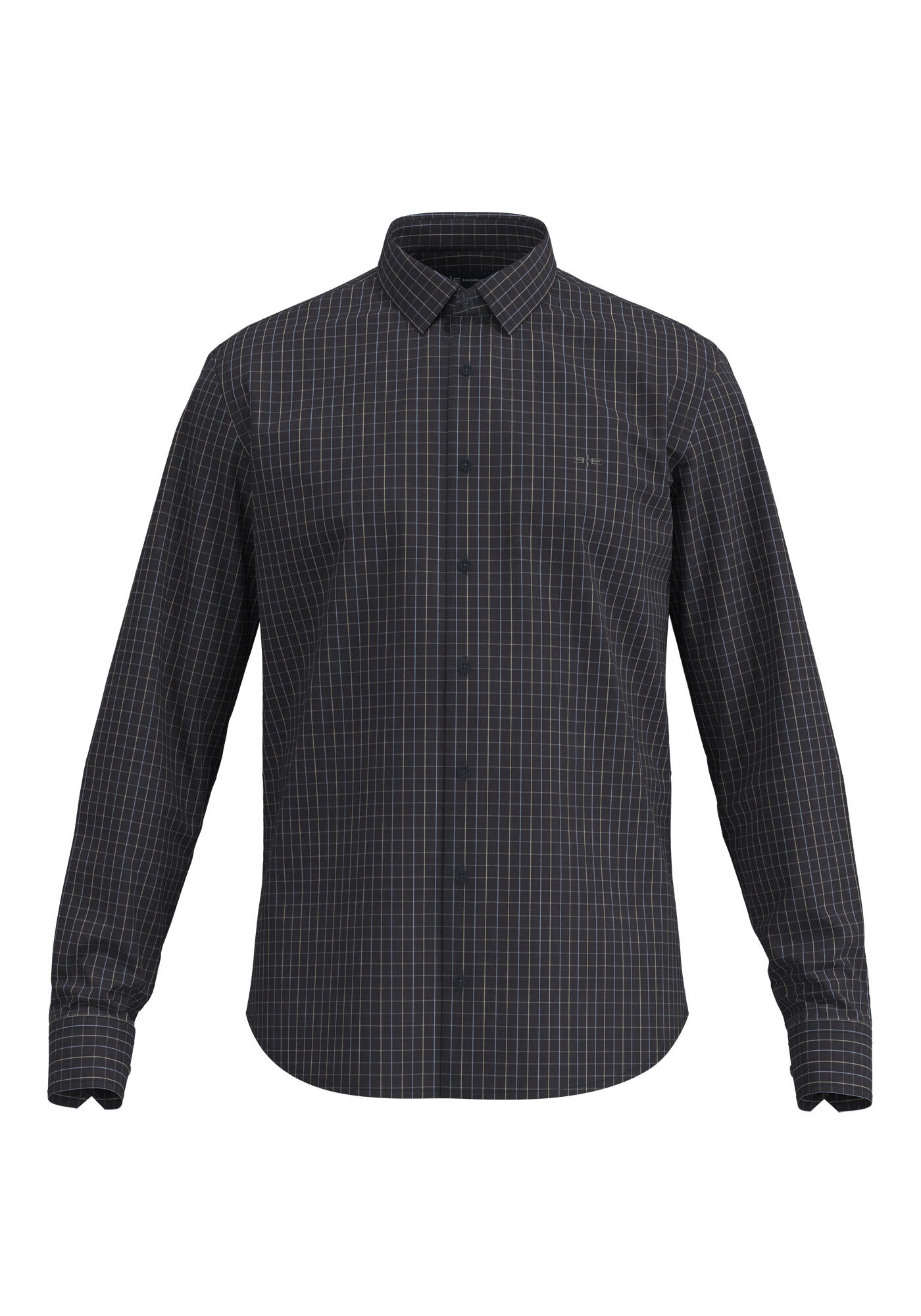 Camisa De Mangas Longas Slim Fit Em Algod&atilde;o Mercerizado, MARINHO ACTION, large.