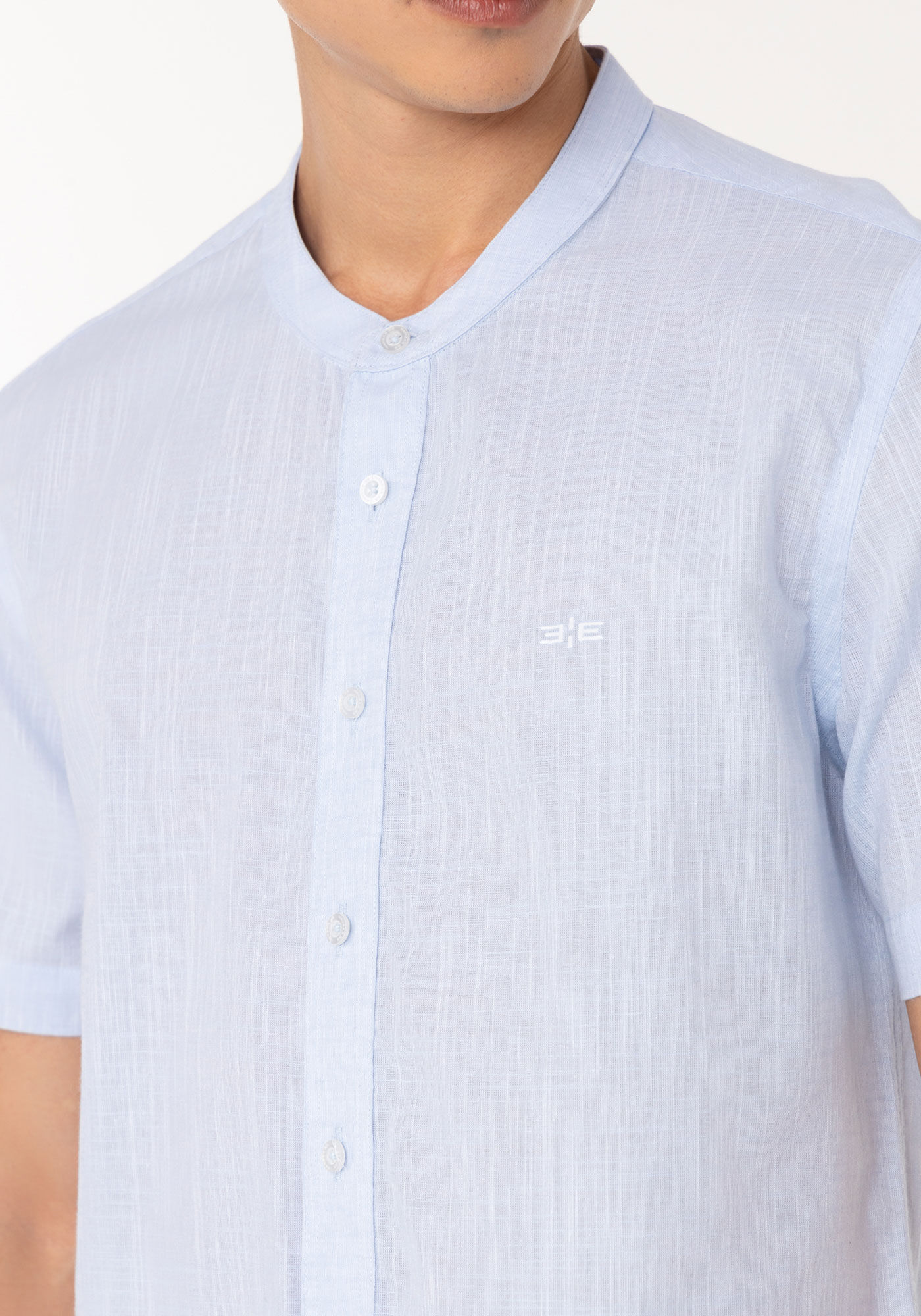 Camisa Com Manga Curta E Gola Padre Slim Fit Em Tecido Flam&ecirc;, , large.