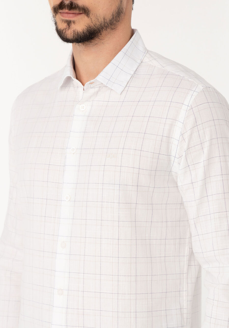 Camisa Slim Fit De Mangas Longas Em Tecido Responsável, OFF WHITE. Camisa Slim Fit De Mangas Longas Em Tecido Responsável, OFF WHITE, large.