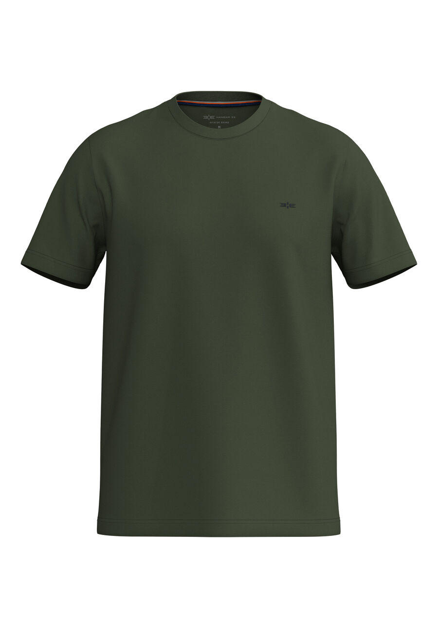 Camiseta Com Manga Curta E Gola Redonda Em Malha De Algodão, VERDE HEIR. Camiseta Com Manga Curta E Gola Redonda Em Malha De Algodão, VERDE HEIR, large.