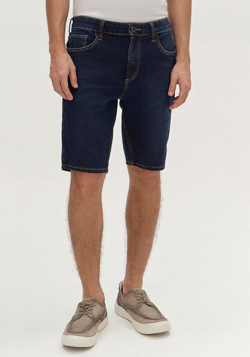 Bermuda Jeans Masculina Reta com Elastano, JEANS. Bermuda Jeans Masculina Reta com Elastano, JEANS, large.