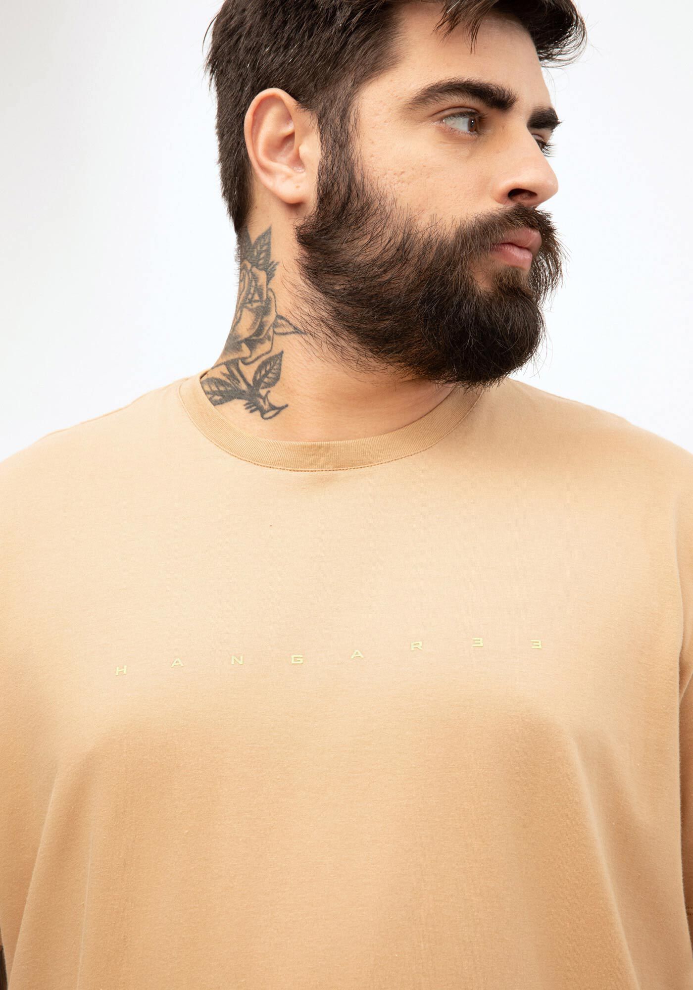 Camiseta Masculina Big & Tall em Malha Paletizada, BEGE TIGER, large.