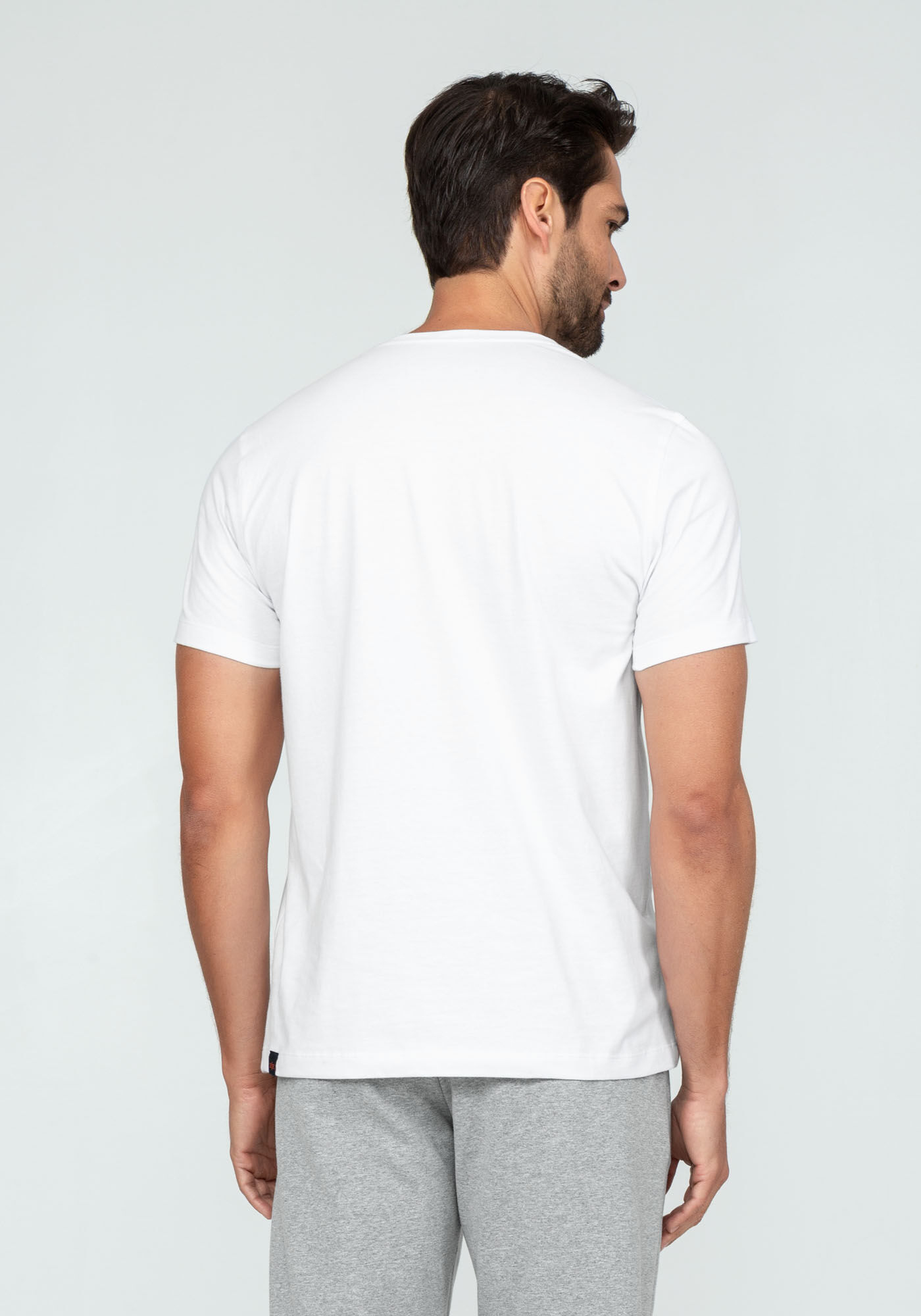 Camiseta Manga Curta em Malha Estampada, BRANCO, large.