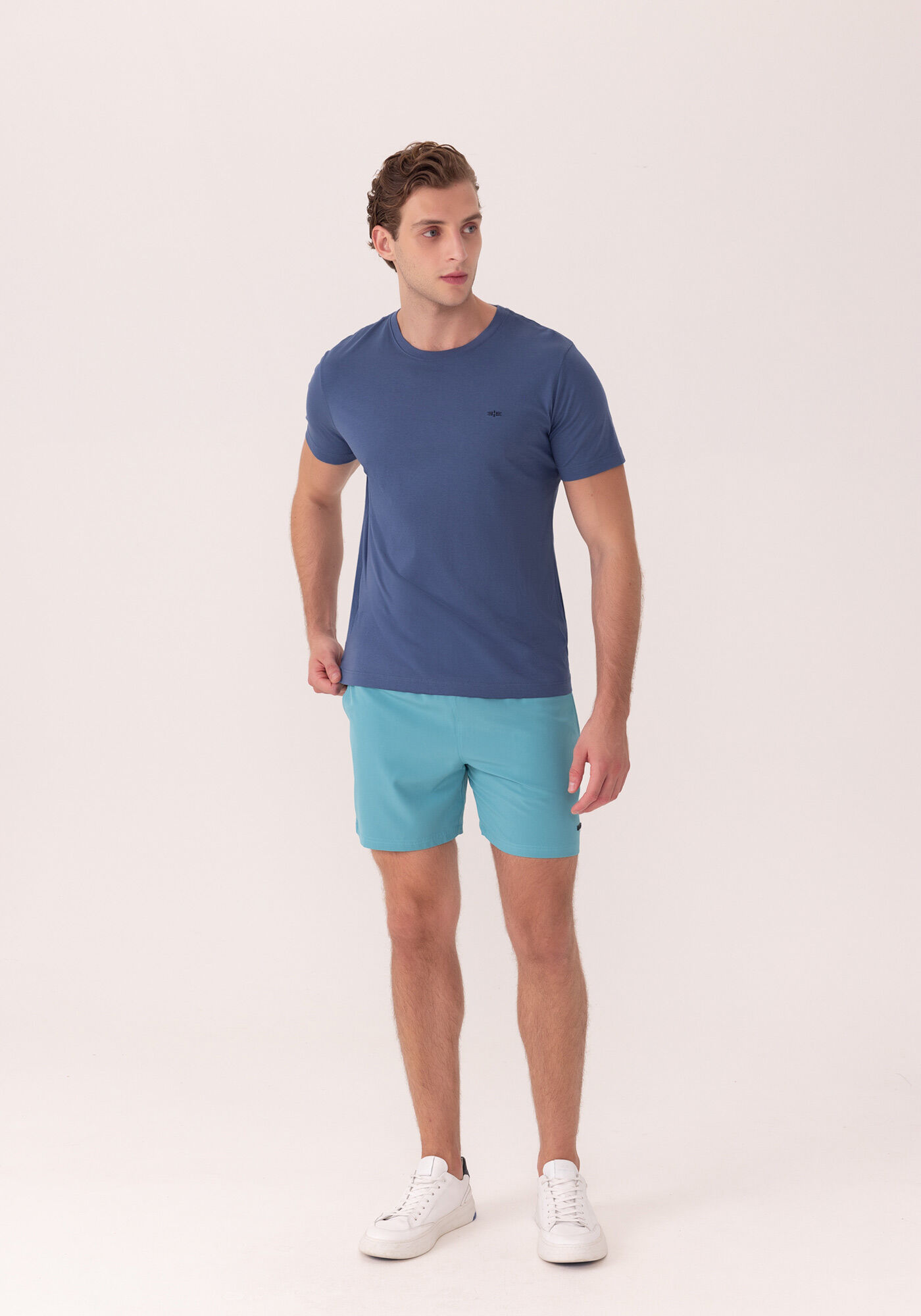 Camiseta De Mangas Curtas Em Malha De Algod&atilde;o Pima, AZUL SEED, large.