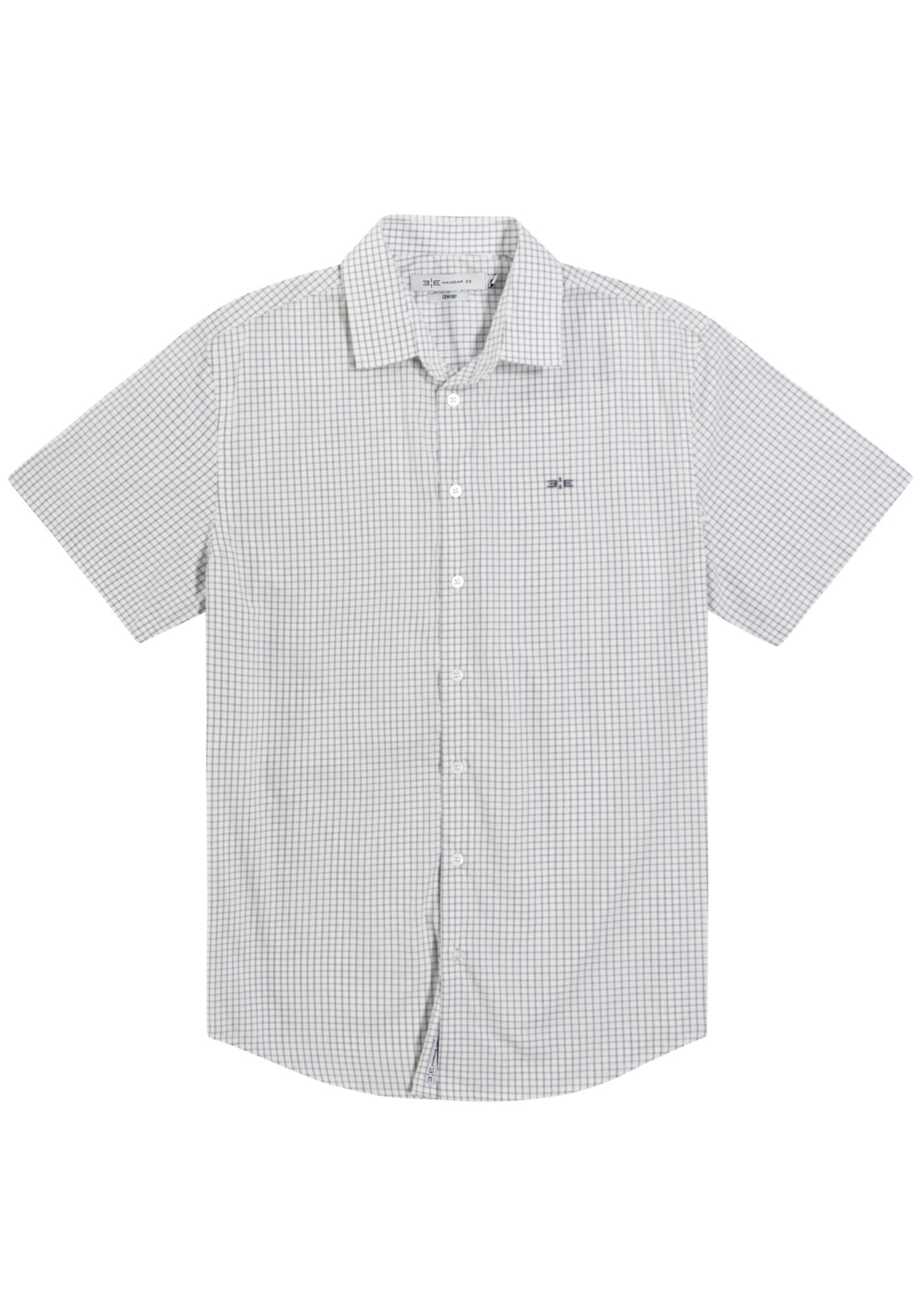 Camisa Manga Curta Masculina Comfort Fio Eg&iacute;pcio, BRANCO, large.