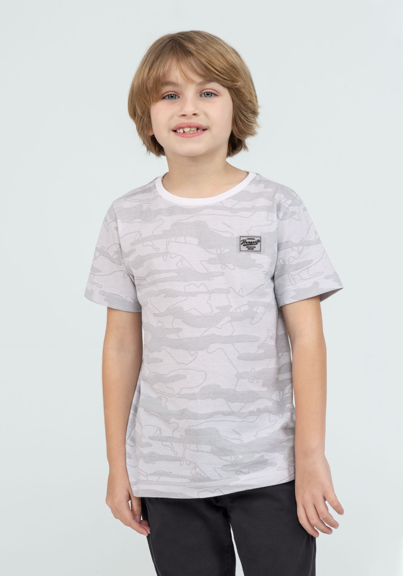 Camiseta CAMU em Malha Tal Pai Tal Filho Infantil, GRID CINZA, large.