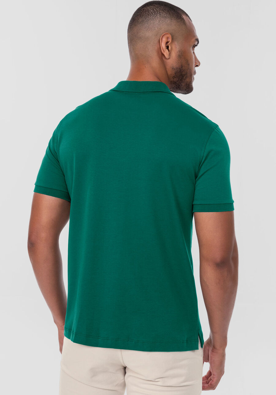 Camisa Polo Masculina em Malha Suedine, VERDE GLIMMER, large.