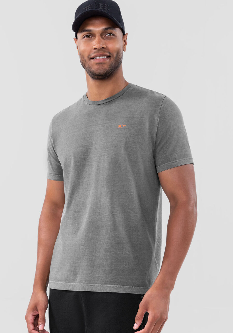 Camiseta Masculina Manga Curta com Efeito Estonado, CINZA CYBER. Camiseta Masculina Manga Curta com Efeito Estonado, CINZA CYBER, large.