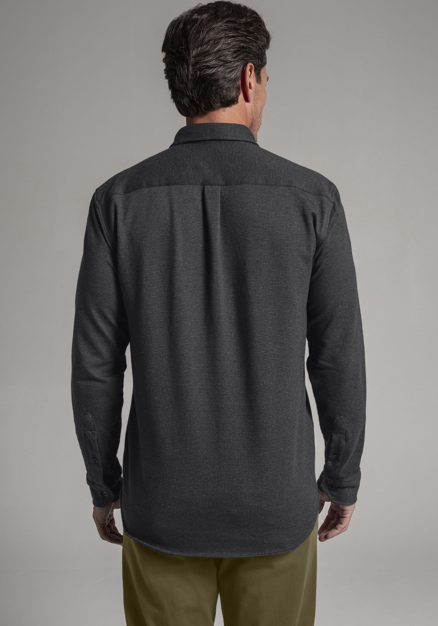 Camisa Masculina Comfort em Malha Pied Poule, PRETO REATIVO, large.