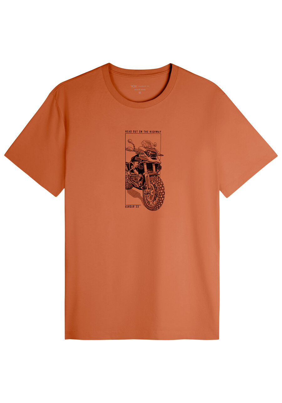 Camiseta masculina estampada big and tall, LARANJA HAPPILY. Camiseta masculina estampada big and tall, LARANJA HAPPILY, large.