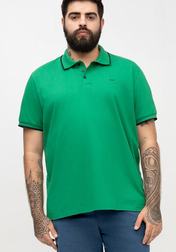Camisa Polo Masculina Big & Tall com Retilínea, VERDE ALBERCA. Camisa Polo Masculina Big & Tall com Retilínea, VERDE ALBERCA, large.