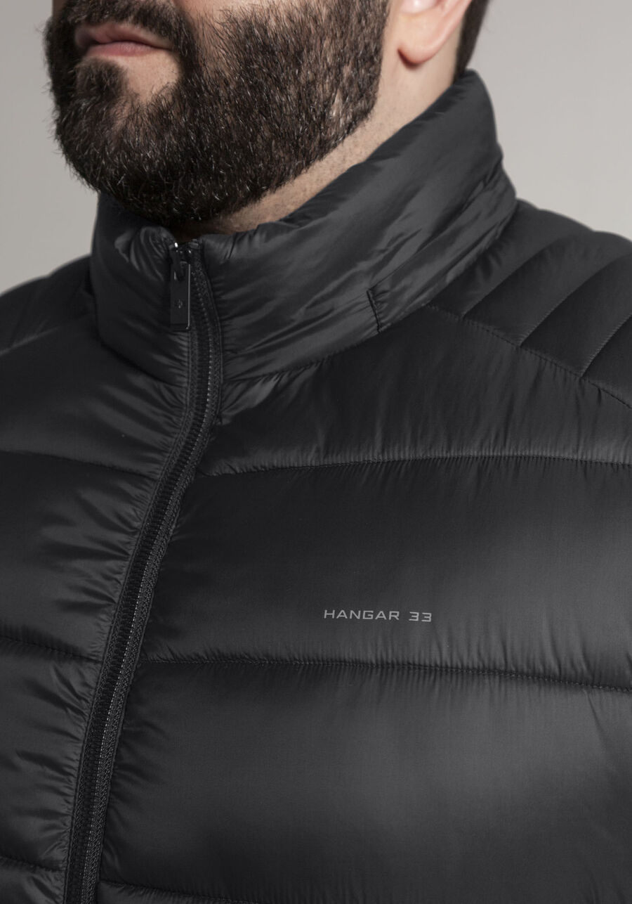 Jaqueta Puffer Em Nylon Com Capuz Removível Big & Tall, PRETO REATIVO. Jaqueta Puffer Em Nylon Com Capuz Removível Big & Tall, PRETO REATIVO, large.