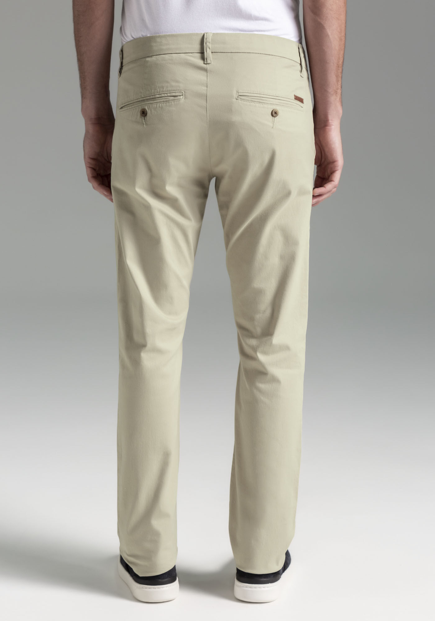 Cal&ccedil;a Sarja Masculina Chino com Shirt Lock, BEGE GELO, large.