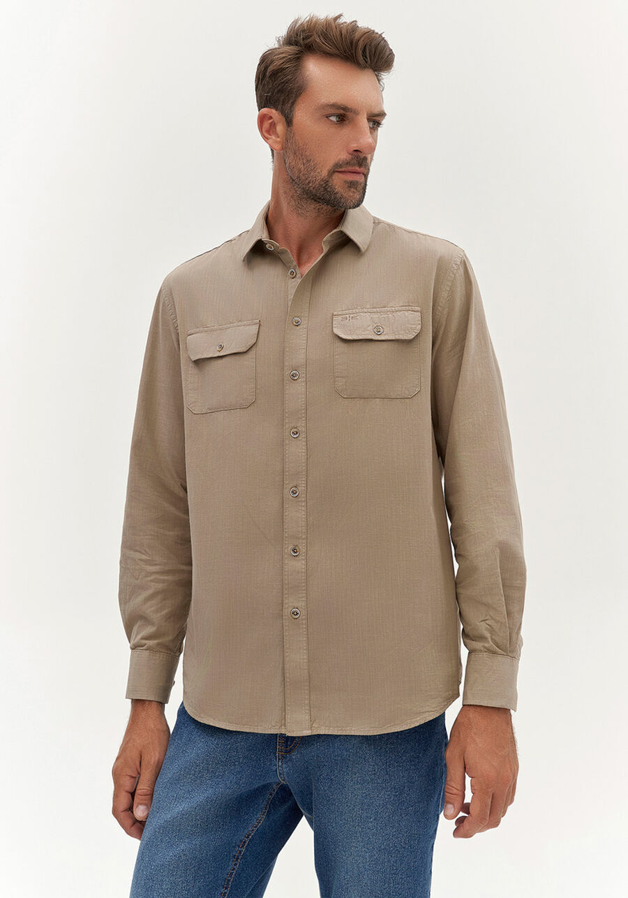 Camisa Masculina Comfort Tal Pai Tal Filho, BEGE PANAMA. Camisa Masculina Comfort Tal Pai Tal Filho, BEGE PANAMA, large.