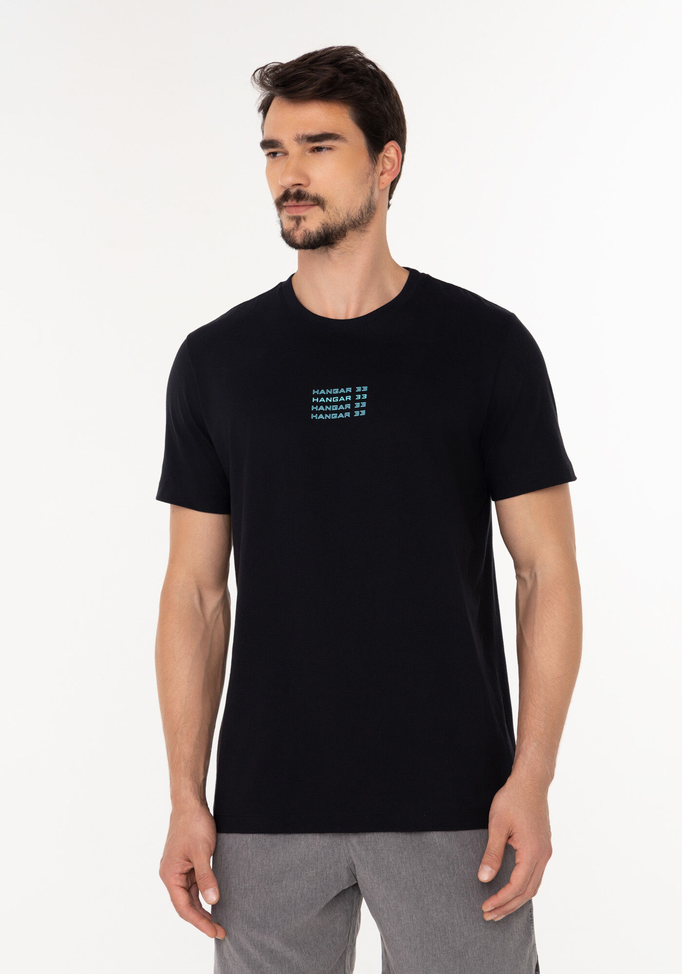 Camiseta De Mangas Curtas Em Meia Malha Respons&aacute;vel, PRETO, large.