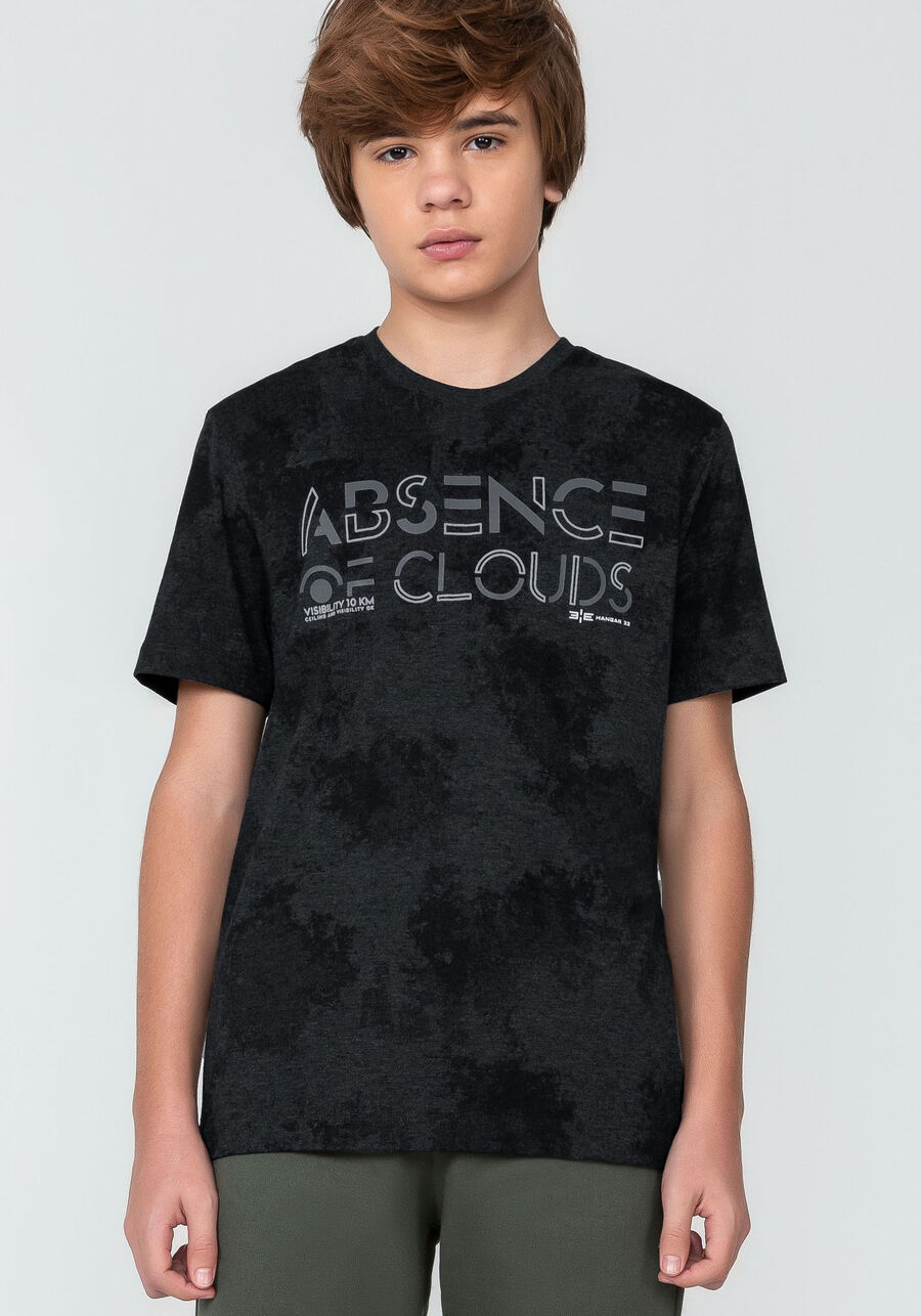 Camiseta em Malha Estampada Juvenil, MAPA PRETO. Camiseta em Malha Estampada Juvenil, MAPA PRETO, large.