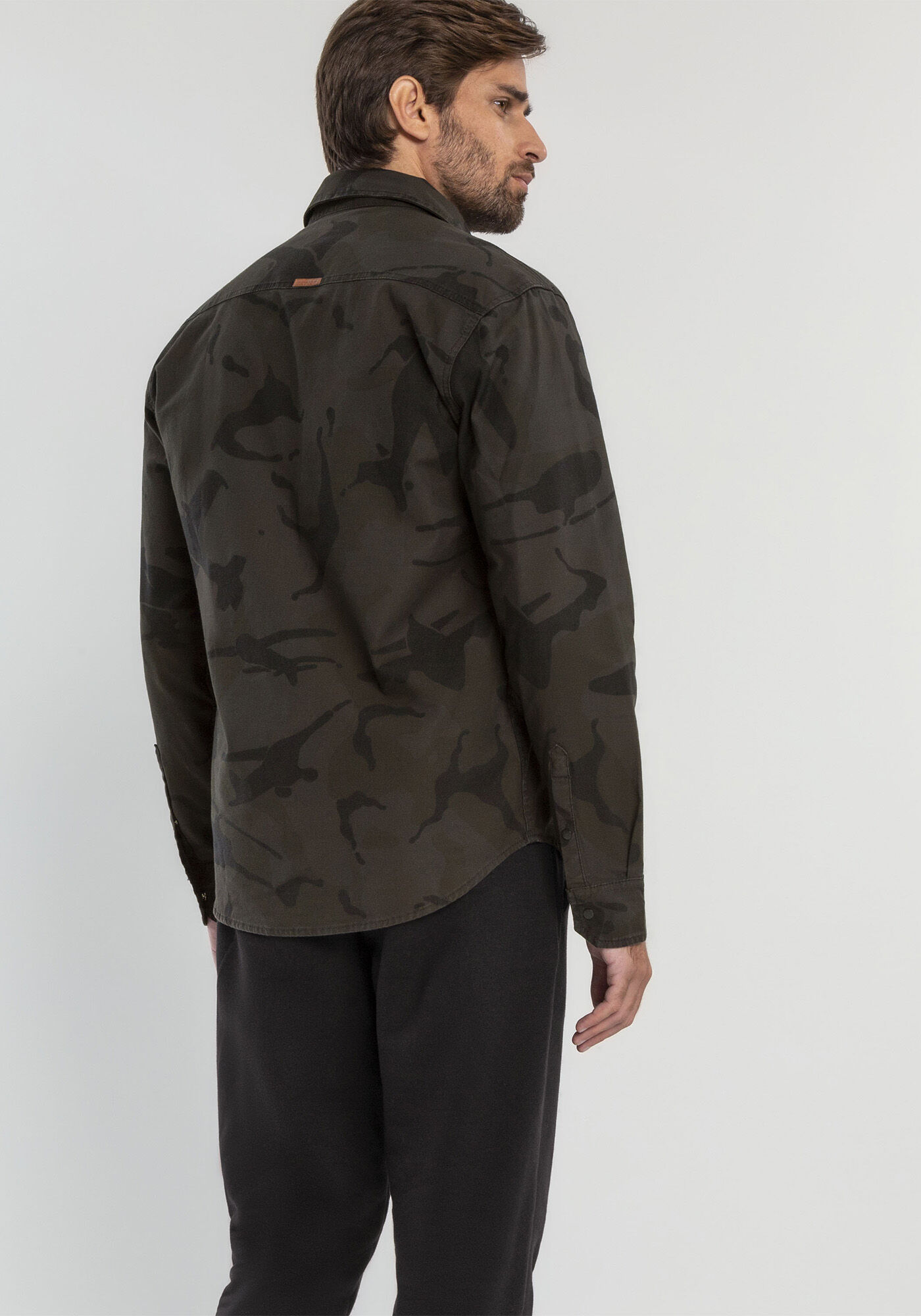 Camisa Sarja Camuflada Slim Fit Hangar 33