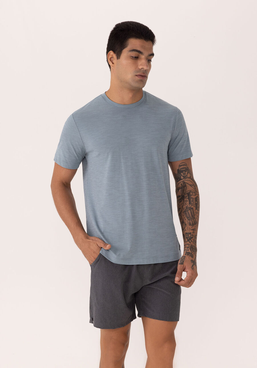 Camiseta Básica De Mangas Curtas Em Malha De Poliamida, VERDE LIVE. Camiseta Básica De Mangas Curtas Em Malha De Poliamida, VERDE LIVE, large.