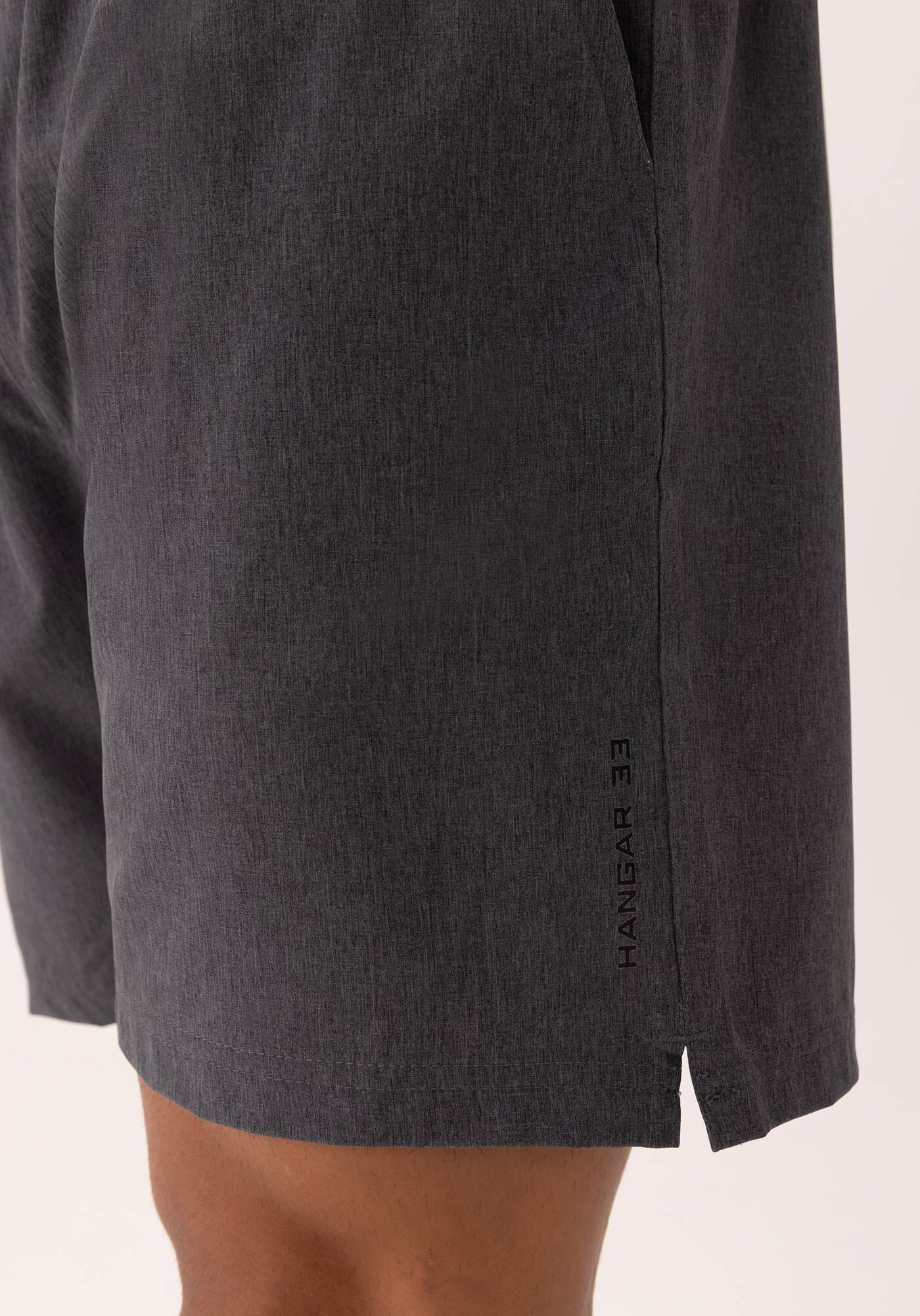 Shorts Com Bolsos E C&oacute;s El&aacute;stico Em Tecido Plano, PRETO REATIVO, large.