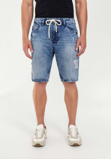 Bermuda Jeans Reta com Cadarço, JEANS, large.