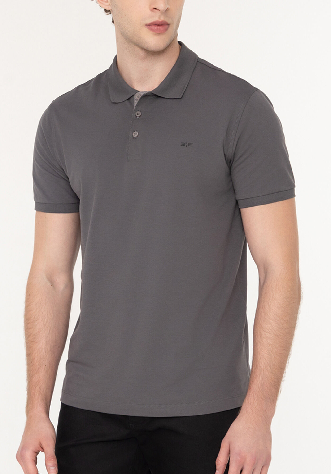 Camisa Polo De Mangas Curtas Em Malha Piquet Pima, CINZA NIGHTCALL, large.