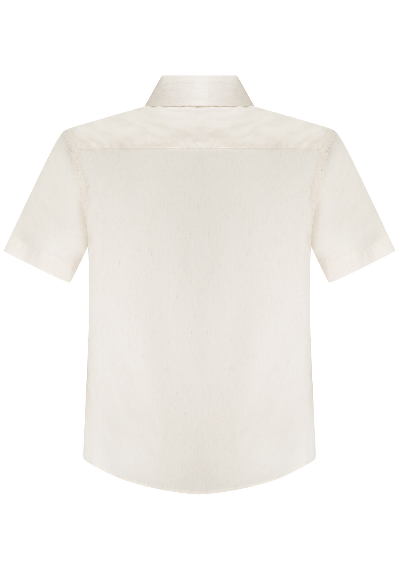 Camisa De Mangas Curtas Com Linho, BRANCO OFF WHITE, large.