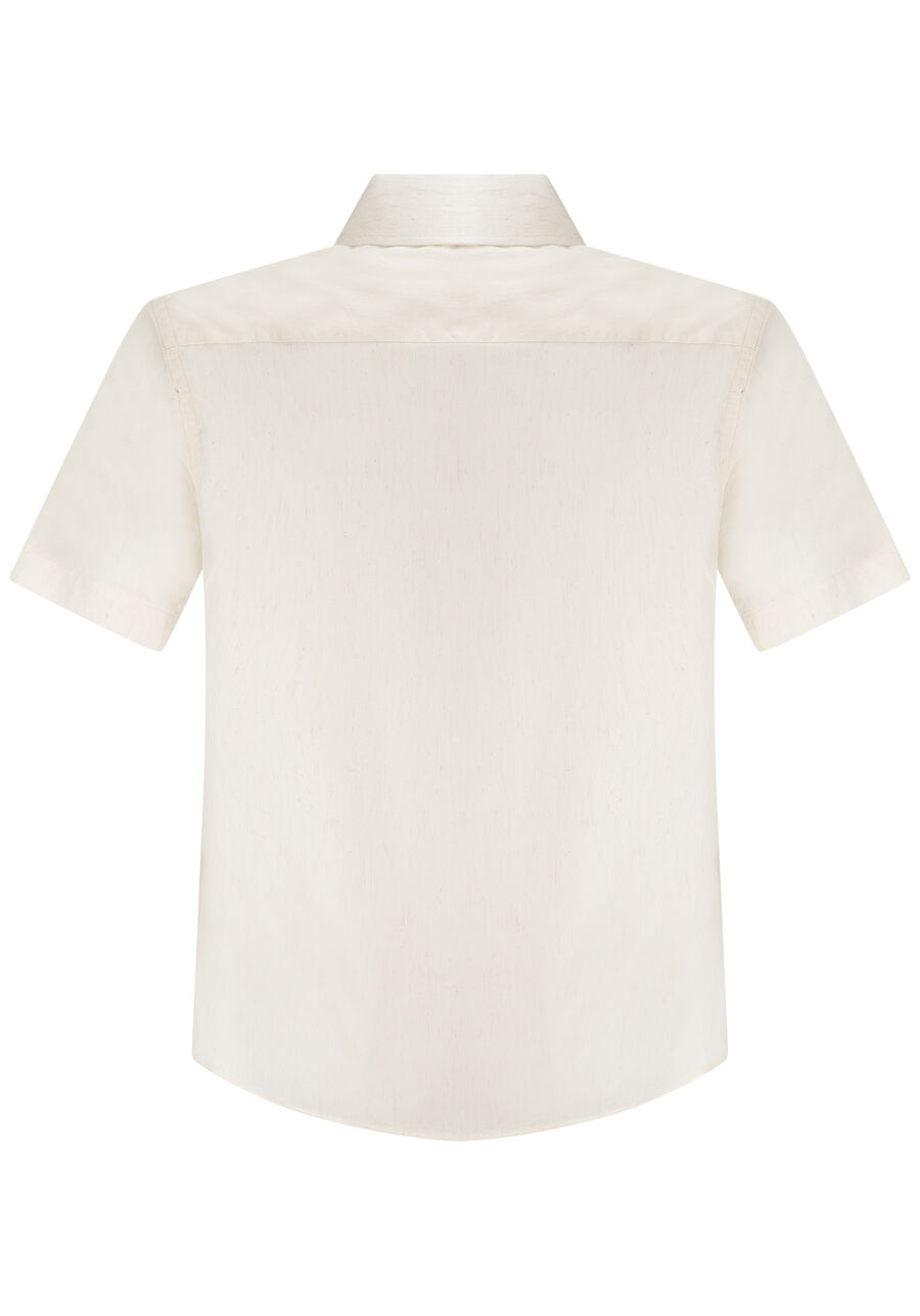 Camisa De Mangas Curtas Com Linho, BRANCO OFF WHITE. Camisa De Mangas Curtas Com Linho, BRANCO OFF WHITE, large.