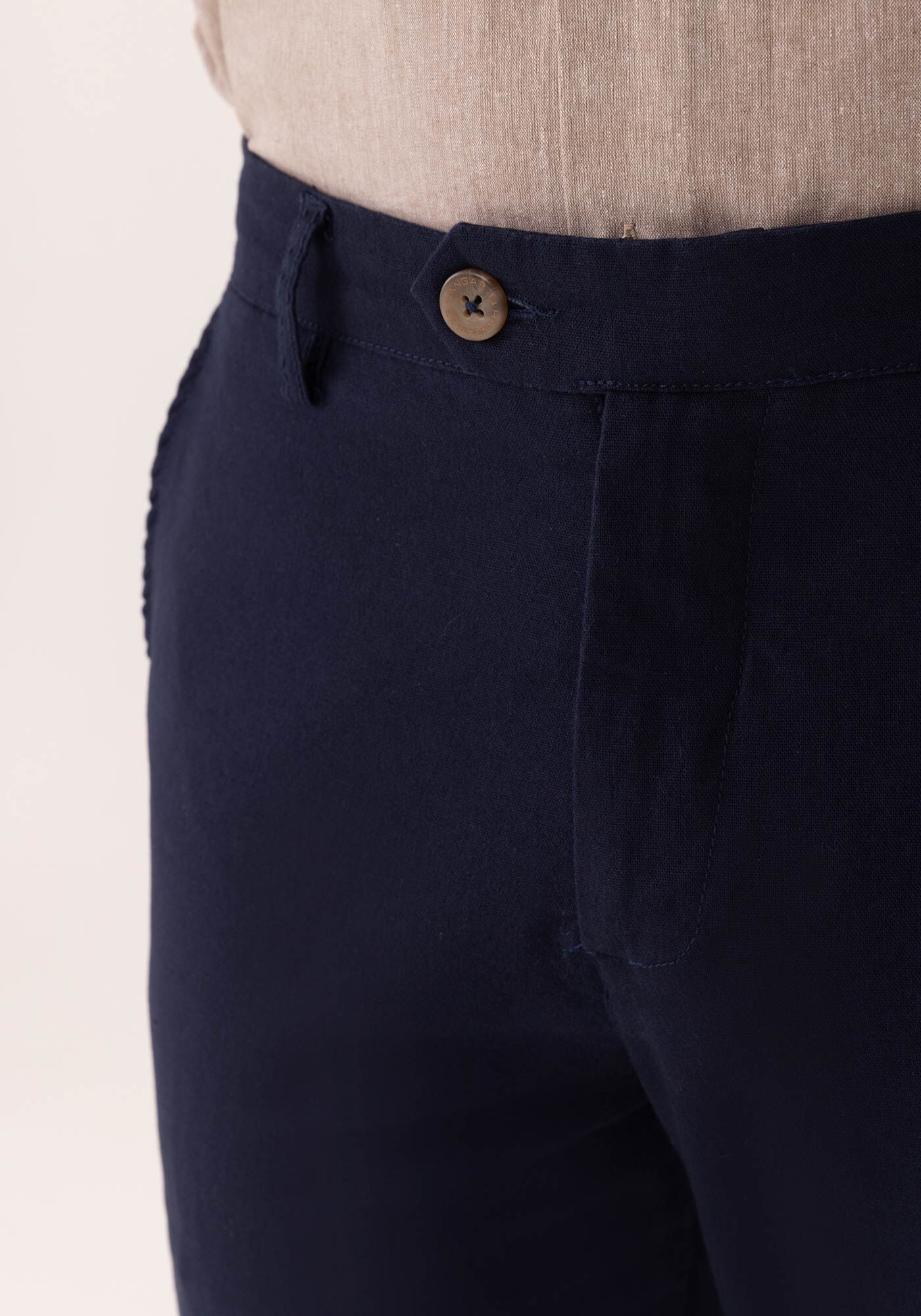 Cal&ccedil;a Com Bolsos Em Tecido Plano Com Linho, MARINHO IMPERIO, large.