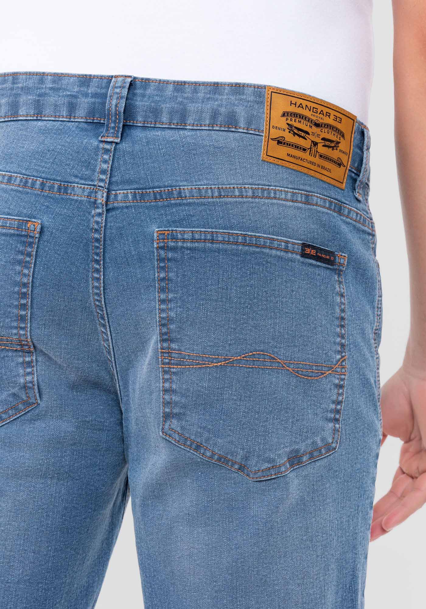 Bermuda Jeans Masculina Reta com Elastano, JEANS, large.